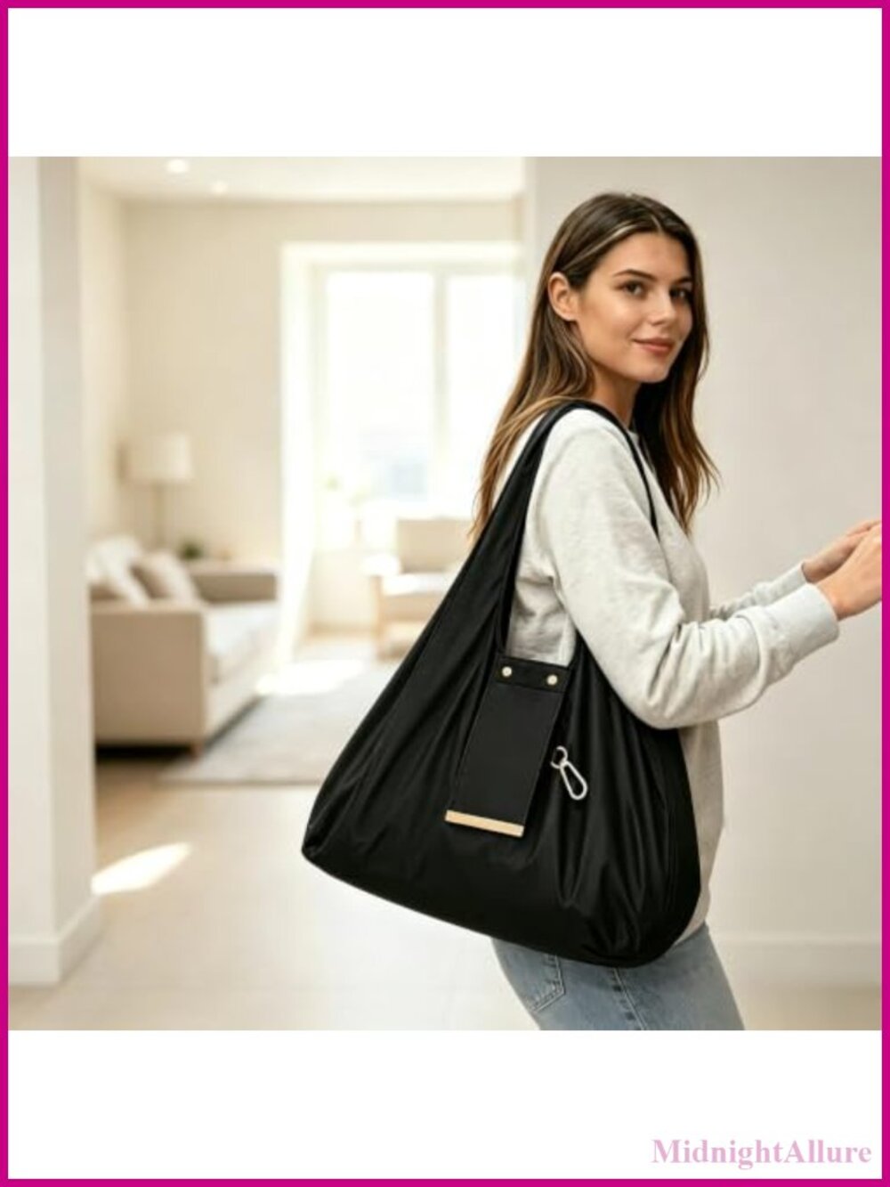 Women's Foldable Large Capacity Tote Bag Lightweight Shoulder Carry Travel